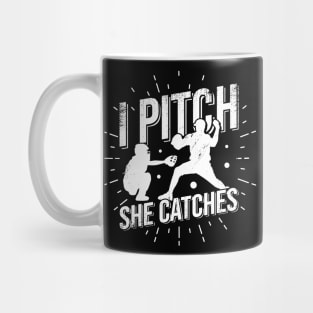 Softball Couple Pitcher Catcher Husband Wife Gift Mug